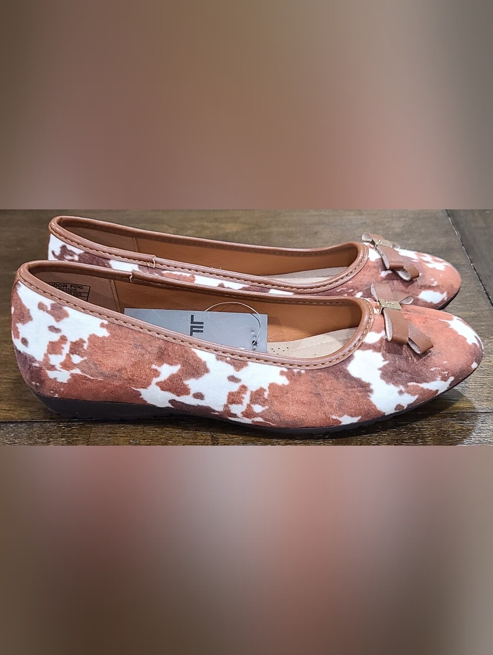 London Fog "Bartalan" Cow Print Ballet Flats